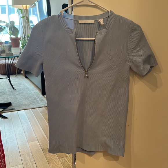 Helmut Lang Essential Zip Tee in Foam - Picture 4 of 4